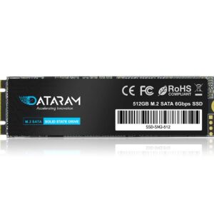 Dataram M.2 SSD 512GB, M.2-2280 Internal Hard Drive Sata Protocol, 550MB/S 6Gbps,High-Performance for Laptop PC, Desktop