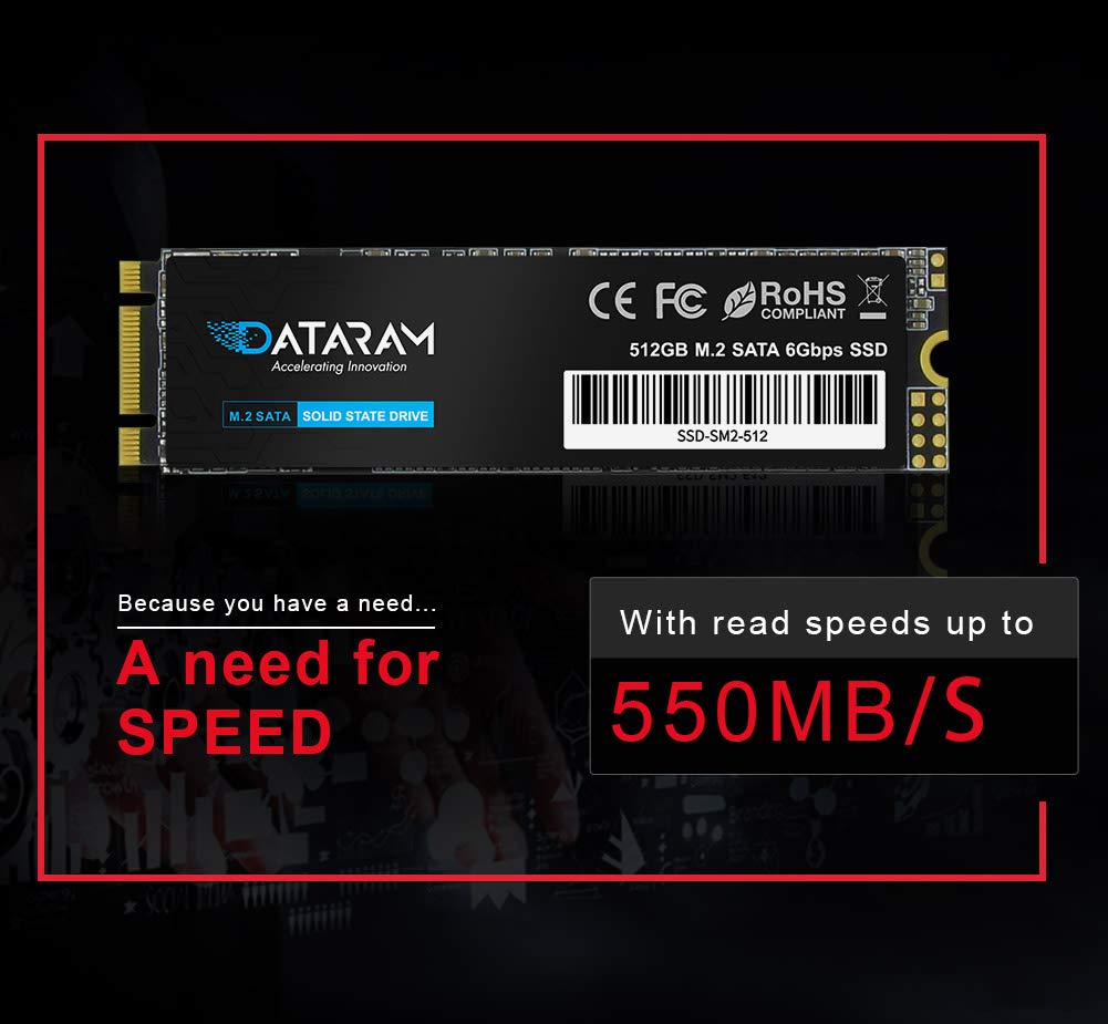 Dataram M.2 SSD 512GB, M.2-2280 Internal Hard Drive Sata Protocol, 550MB/S 6Gbps,High-Performance for Laptop PC, Desktop