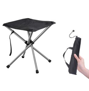 chiitek foldable camping stool chair super compact ultralight weight tiny size to carry out to hiking, beach, camping, fishing unfolded size 12.6 * 12.6 * 13.8inches