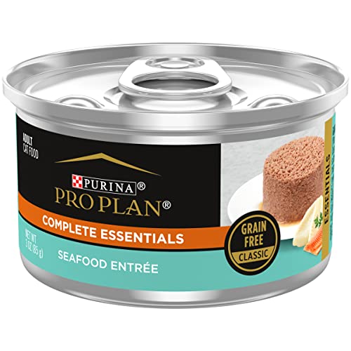 Purina Pro Plan Grain Free, Pate, High Protein Wet Cat Food, Complete Essentials Seafood Entree - (Pack of 24) 3 oz. Cans