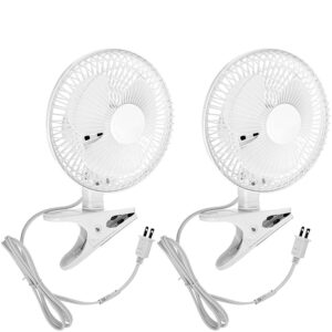 JOEY'Z 6 INCH - 2 Speed - Adjustable Tilt, Whisper Quiet Operation Clip-On-Fan with 5.5 Foot Cord and Steel Safety Grill (2, 6" Fan with 5 FT Cord)