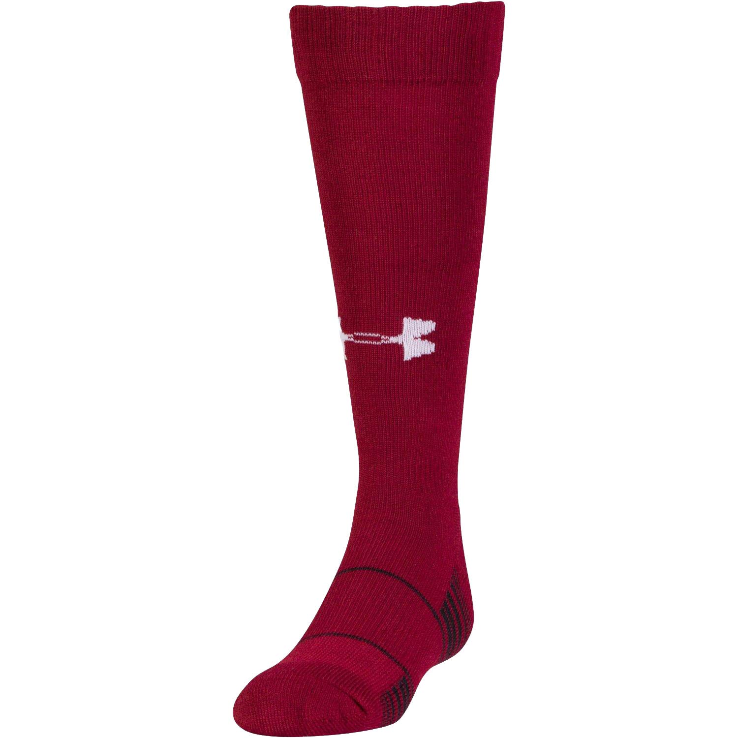 Under Armour Boy`s Over The Calf Team Socks 1 Pair (Marron(1270245-609)/White, Youth Large)