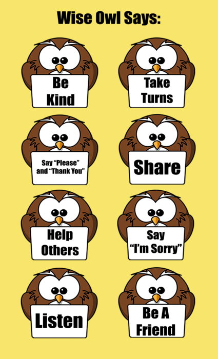 Wise Owl Poster to Teach Manners to Children