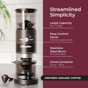 Mueller Ultra-Grind Conical Burr Grinder Professional Series, Innovative Detachable PowderBlock Grinding Chamber for Easy Cleaning and 40mm Hardened Gears for Long Life