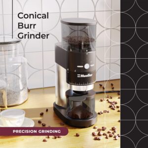 Mueller Ultra-Grind Conical Burr Grinder Professional Series, Innovative Detachable PowderBlock Grinding Chamber for Easy Cleaning and 40mm Hardened Gears for Long Life