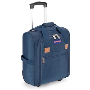 17x13x8 inches jetblue airlines rolling personal item underseat travel bag - suitable for major airlines including spirit, jetblue, frontier, and american - duffel bag design (navy)