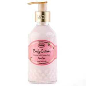 sabon body lotion — rose tea | luxurious, moisturizing body lotion for soft skin | bergamot, white rose, jasmine | for all skin types | 7 fl oz