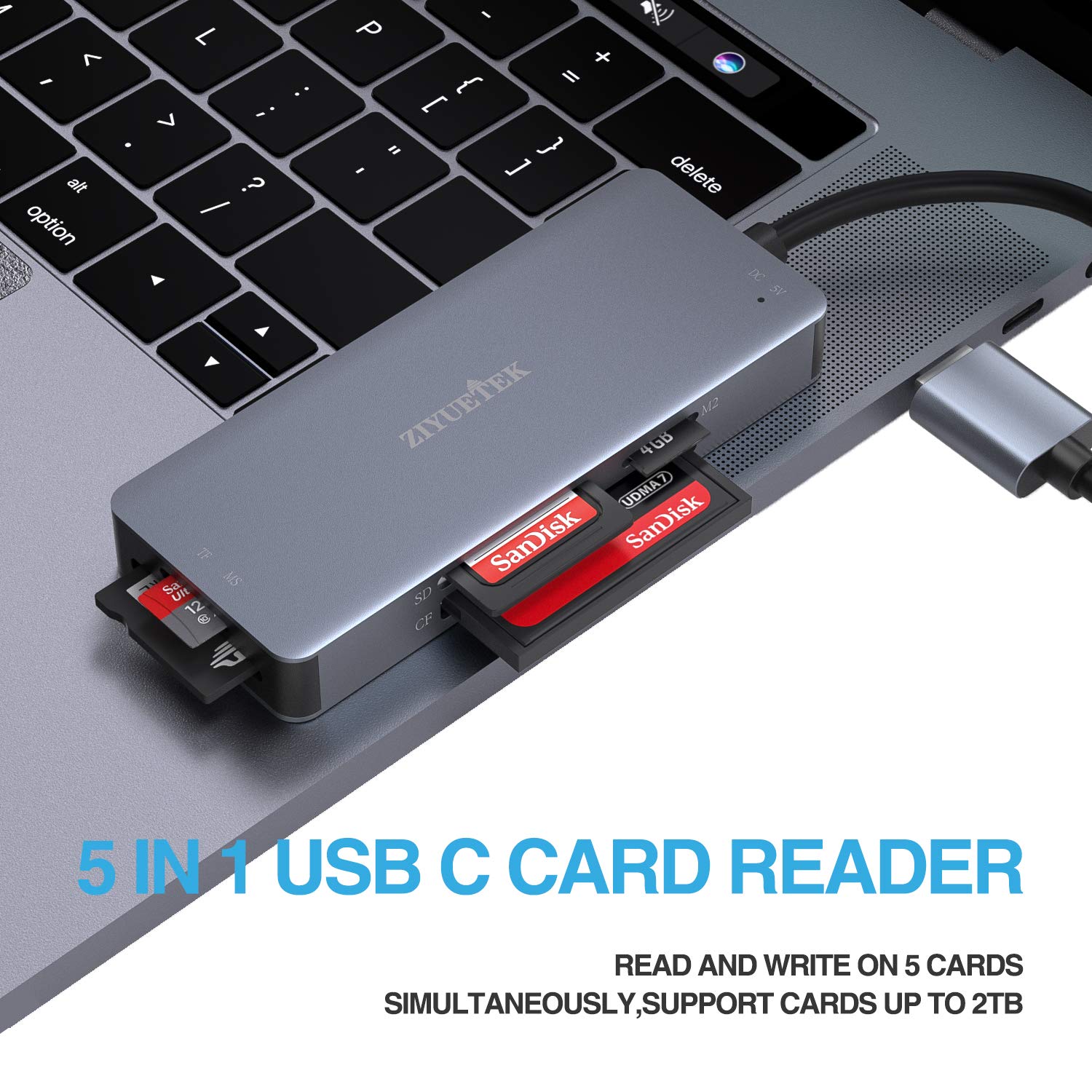 CF Card Reader,USB 3.0 to Compact Flash Memory Card Reader Adapter 5Gbps Read 5 Cards Simultaneously for SDXC, SDHC, SD, Micro SDXC, Micro SD, Micro SDHC, M2, MS, CF and UHS-I Card (Grey)