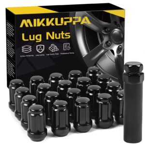 mikkuppa m12x1.25 lug nuts - replacement for 1993-2022 nissan altima, 1988-2022 nissan maxima, 1997-2023 subaru forester aftermarket wheel 20pcs black closed end lug nuts