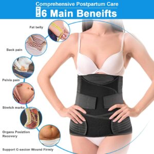 TiRain postpartum belly band, C Section Recovery Band Postpartum Girdle for women Belly Wrap Abdominal Binder Maternity Shapewear, Black US size 4-12
