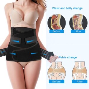 TiRain postpartum belly band, C Section Recovery Band Postpartum Girdle for women Belly Wrap Abdominal Binder Maternity Shapewear, Black US size 4-12
