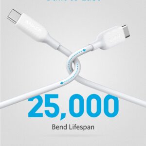 Anker USB C Cable, Powerline III USB-C to USB-C Cable 2.0(60W 10ft), USB C Fast Charging Cable for MacBook Pro 2020, iPad Pro 2020, Switch, Samsung Galaxy S20 Plus S9 S8 Plus, Pixel, and More (White)