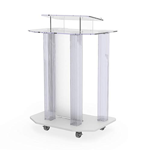 FixtureDisplays® Acrylic Podium Wood Pulpit Large Lecterm for Church School Conference Plexiglass Events Hotel Party Rally 10014-NPF