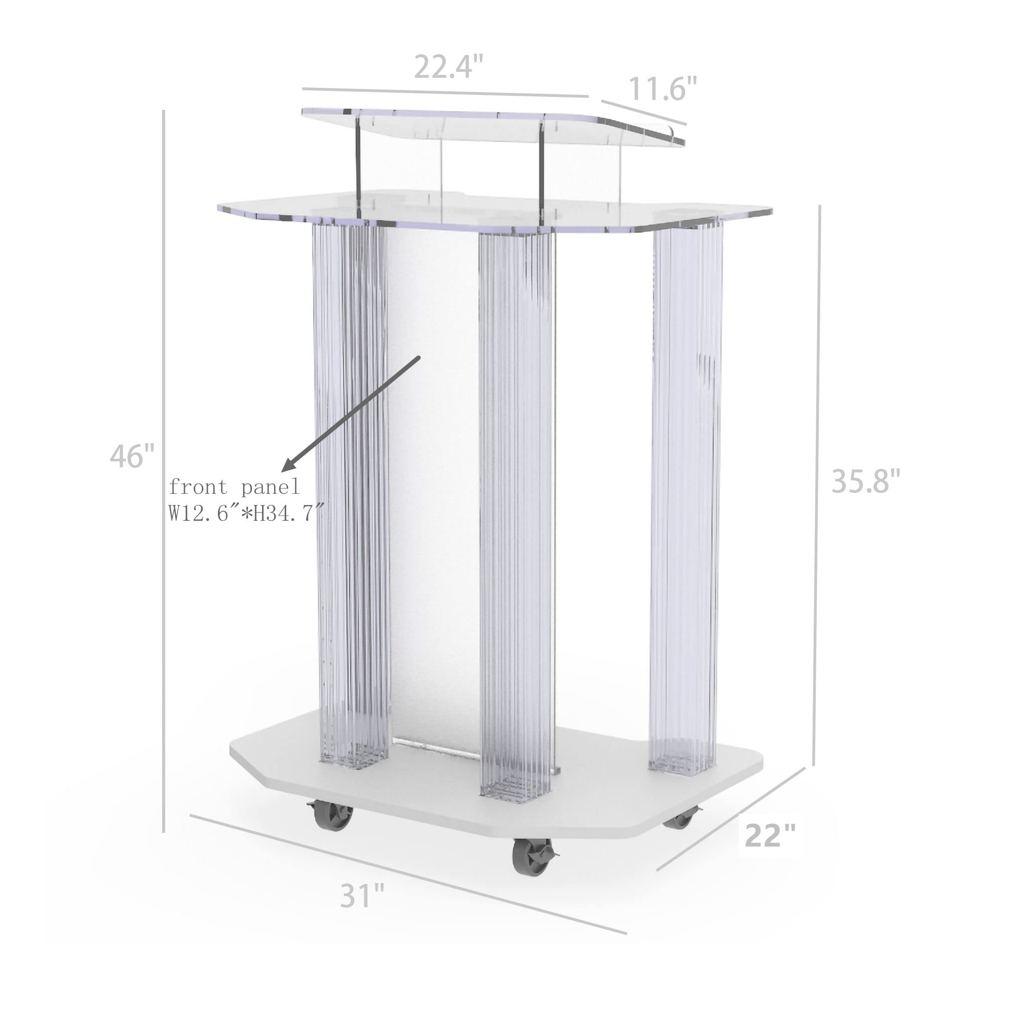 FixtureDisplays® Acrylic Podium Wood Pulpit Large Lecterm for Church School Conference Plexiglass Events Hotel Party Rally 10014-NPF