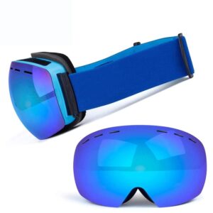 snowboard goggles uv protection dual lens anti fog snow sports goggles ，men women youth ski goggles (vlt17.5% blue frame blue lens)