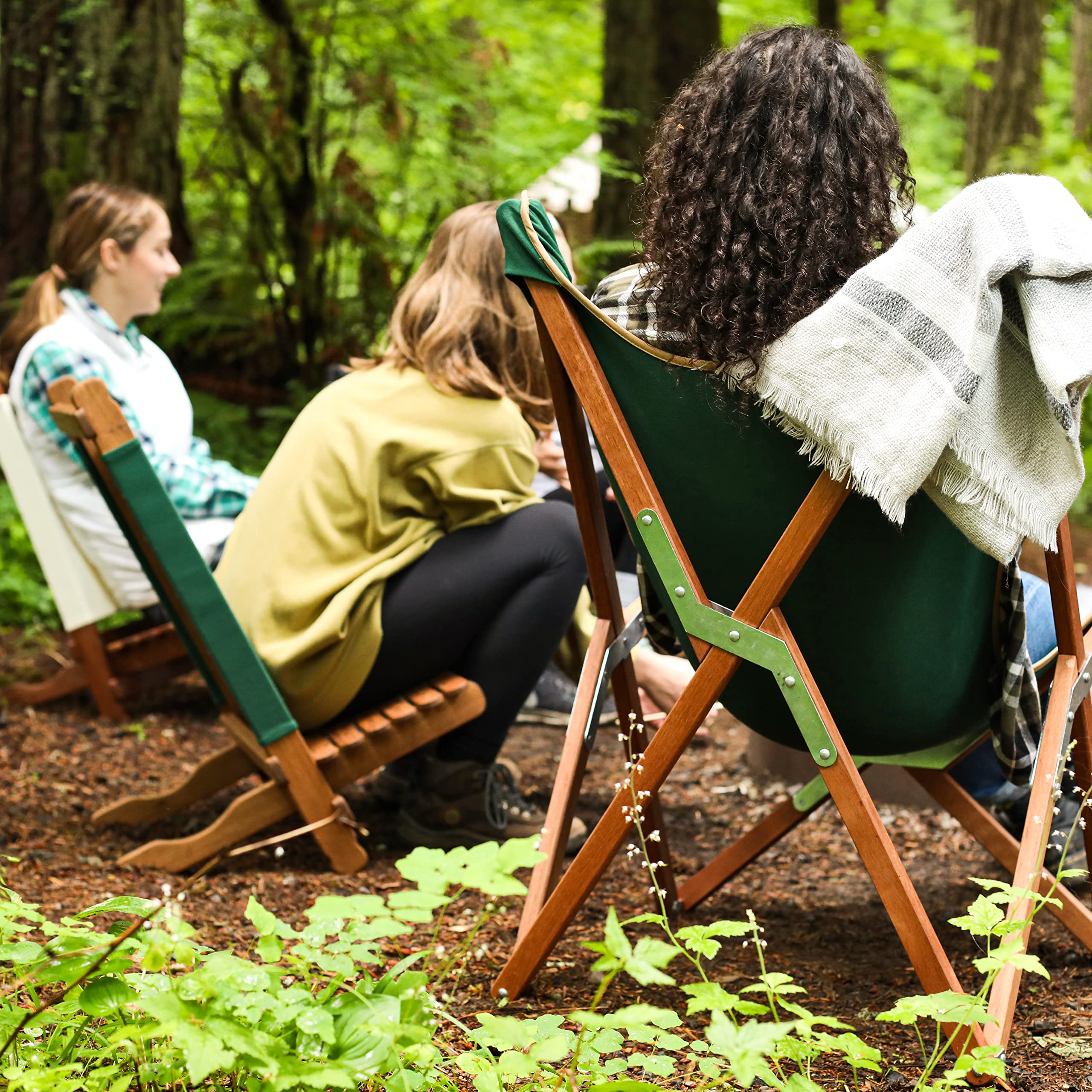 BYER OF MAINE - Pangean Butterfly Chair, Easy to Fold Hardwood Sling Chair for Beach and Camping - 34" H x 23" W, 27" D, Single - Green