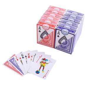 gameland 12 decks (6 red/6 blue) premium playing cards set, plastic-coated, poker size, for blackjack, euchre, canasta, pinochle card game, casino grade