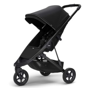 thule spring stroller - compact baby stroller perfect for everyday use - features 5-point harness, lightweight and compact design, vented canopy, padded reclining seat