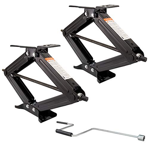 RecPro RV 5000 LB 30" RV Scissor Jacks | Stabilizer Extender Leveling | Handle Included | Camper Trailer (2 Pack)