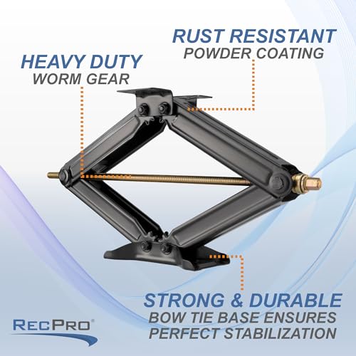 RecPro RV 5000 LB 30" RV Scissor Jacks | Stabilizer Extender Leveling | Handle Included | Camper Trailer (2 Pack)