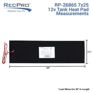 RecPro RV Tank Heater Pad Kit | 7 1/4" x 25" | Fresh Water | Grey Water | Holding Tank | Up to 50 Gallons | 12V | Toggle Switch and Wire Included | Elbow Pipe Heater Pad (3 Pads)