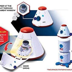 ASTRO VENTURE Space Playset - Toy Space Station & Space Capsule with Lights and Sound & 2 Astronaut Figurine Toys for Boys and Girls