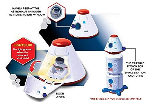 ASTRO VENTURE Space Playset - Toy Space Station & Space Capsule with Lights and Sound & 2 Astronaut Figurine Toys for Boys and Girls