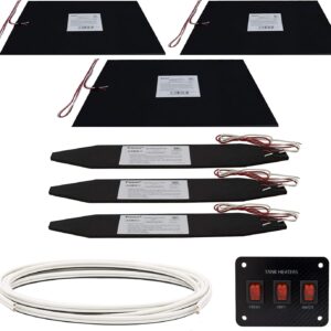RecPro RV Tank Heater Pad Kit | 12" x 18" | Fresh Water | Gray Water | Holding Tank | Up to 50 Gallons | 12V | Includes Toggle Switch and Wire | Pipe Elbow Heating Pad Included (3 Pads)