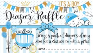 diaper raffle tickets - it's a boy - set of 50 double-sided raffle cards - blank baby shower stationery - fun and colorful baby shower supplies for under $15!