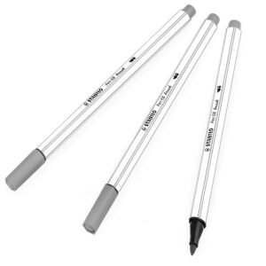stabilo pen 68 brush felt tip pen - 1-3mm - cold grey - 568/95 - pack of 3
