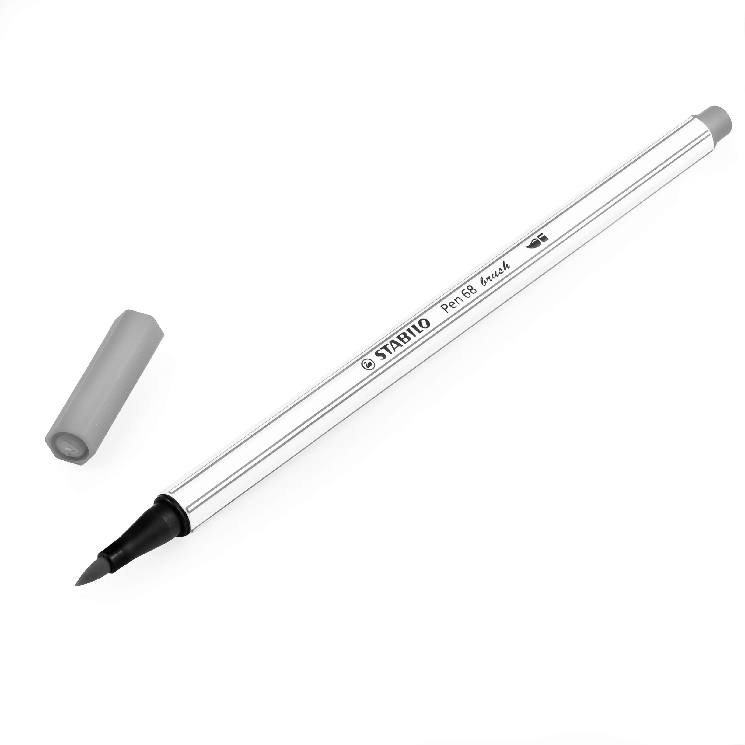 STABILO Pen 68 Brush Felt Tip Pen - 1-3mm - Cold Grey - 568/95 - Pack of 3