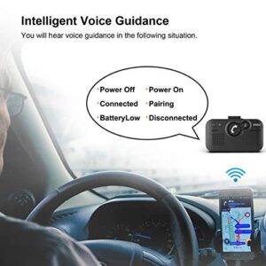 SUNITEC Handsfree Bluetooth Car kit for Cell Phone, Wireless Bluetooth Speaker for car, AUTO Power ON Support Siri Google Voice Assistant Hands Free Car Phone Speakerphone with Visor Clip-BC980SA