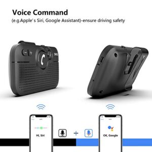 SUNITEC Handsfree Bluetooth Car kit for Cell Phone, Wireless Bluetooth Speaker for car, AUTO Power ON Support Siri Google Voice Assistant Hands Free Car Phone Speakerphone with Visor Clip-BC980SA