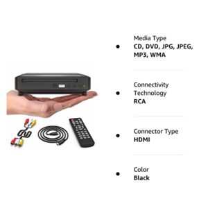 Ceihoit Mini HD DVD Player, CD Players for Home, DVD Players for TV, HDMI and RCA Cable Included, Up-Convert to HD 1080p, All Region, Breakpoint Memory, Built-in PAL/NTSC, USB 2.0