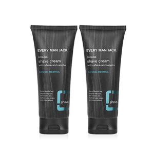every man jack natural menthol shave cream for men - soften and prep sensitive skin and beard for a close, comfortable shave with natural menthol, coconut oil, and aloe - 6.7-ounce - twin pack