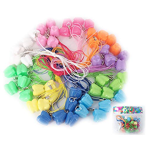 DAMEING 50 Pack Teeth Storage Box, Cute Baby Milk Tooth Organizer Lost Teeth Saver Necklace Teeth Holder for Kids