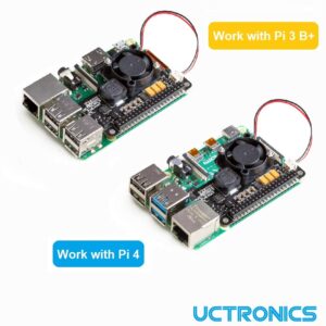 UCTRONICS PoE hat for Raspberry Pi, 5V 2.5A Max 802.3af Compliant, Mini Power Over Ethernet Expansion Board with Cooling Fan for Raspberry Pi 4B, 3B+