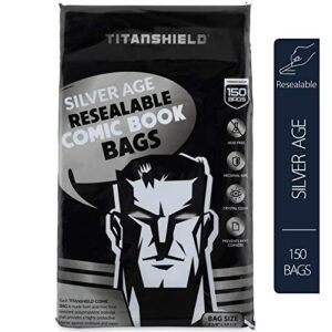 titanshield silver age re-sealable comic book bags (150 count)
