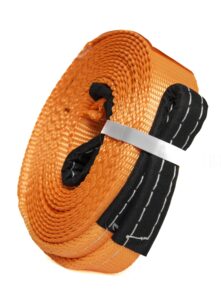 higear 2" x 30', 6.5 ton 2 inch x 30 ft. polyester tow strap rope 2 loops 14,000lb towing recovery 2x30 by alfa wheels (orange, 2in 30ft 2x30)