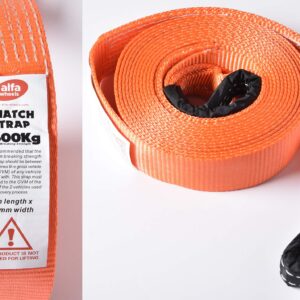 HiGear 2" X 30', 6.5 Ton 2 Inch X 30 Ft. Polyester Tow Strap Rope 2 Loops 14,000lb Towing Recovery 2x30 by Alfa Wheels (Orange, 2in 30ft 2x30)