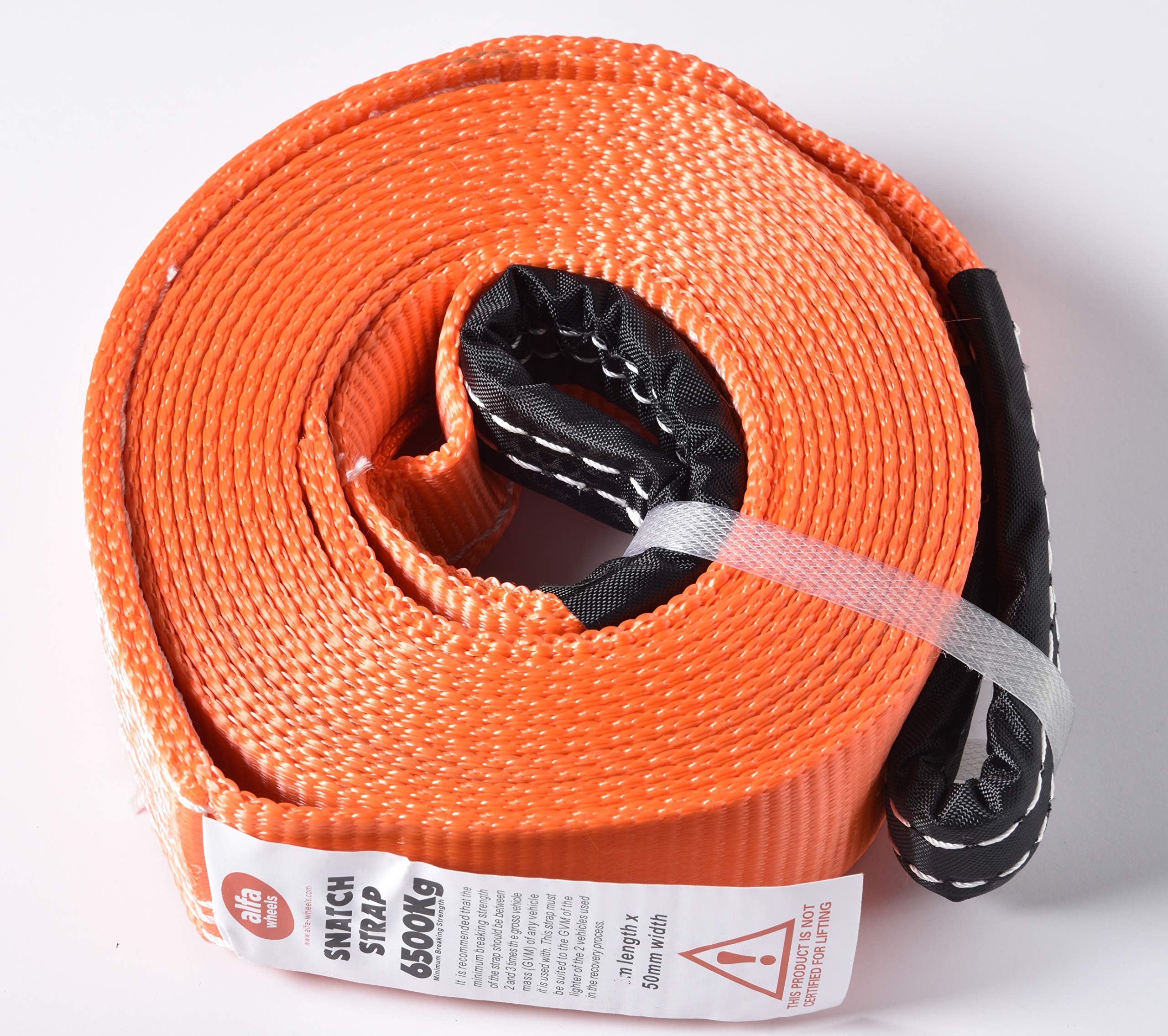 HiGear 2" X 30', 6.5 Ton 2 Inch X 30 Ft. Polyester Tow Strap Rope 2 Loops 14,000lb Towing Recovery 2x30 by Alfa Wheels (Orange, 2in 30ft 2x30)