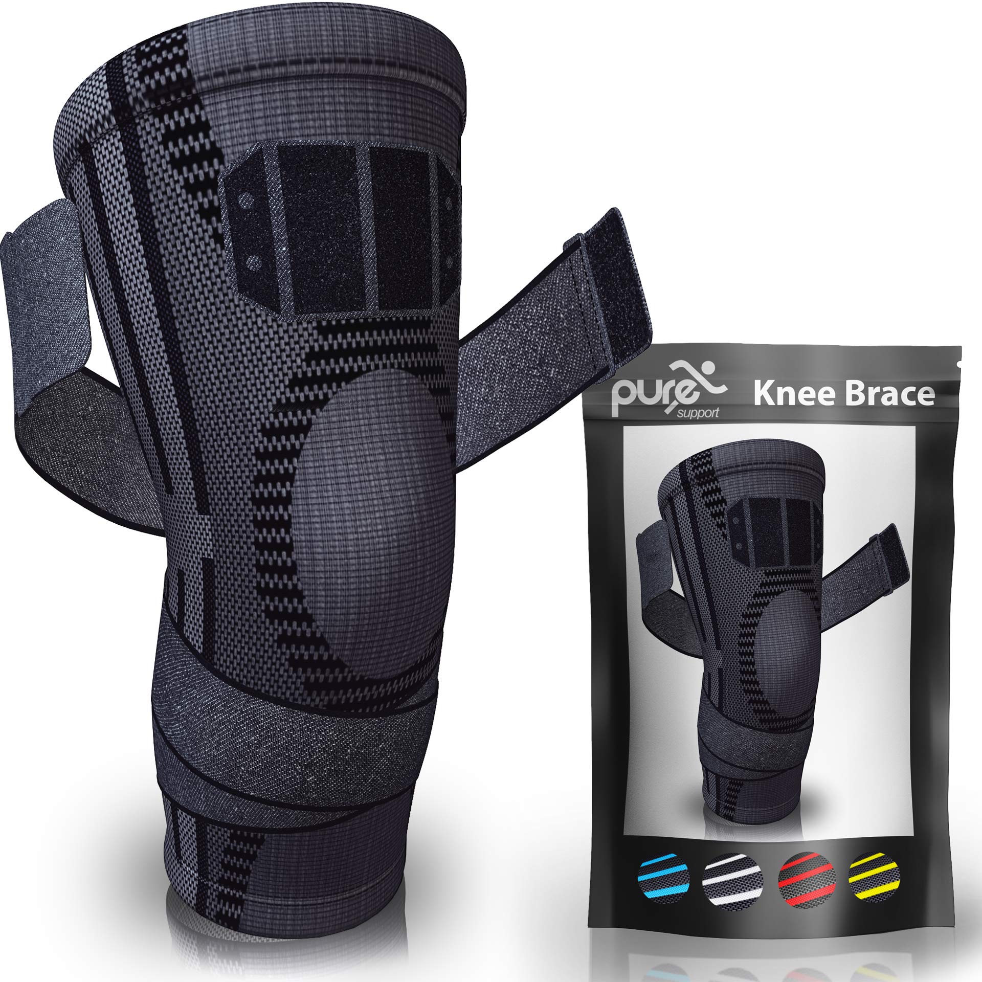 Pure Support Knee Brace with Straps, Compression Sleeve for Running, Arthritis Pain, Sports