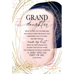 dexsa granddaughter wood plaque - made in the usa - 6 in x 9 in - elegant vertical frame wall & tabletop decoration | easel & hanging hook | from the time that you were new and i would stare for hours