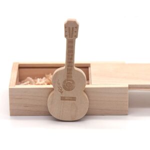 sunjiang maple wood guitar usb flash drive memory stick wooden thumb drivers guitar gifts novelty gift (32gb, walnut)