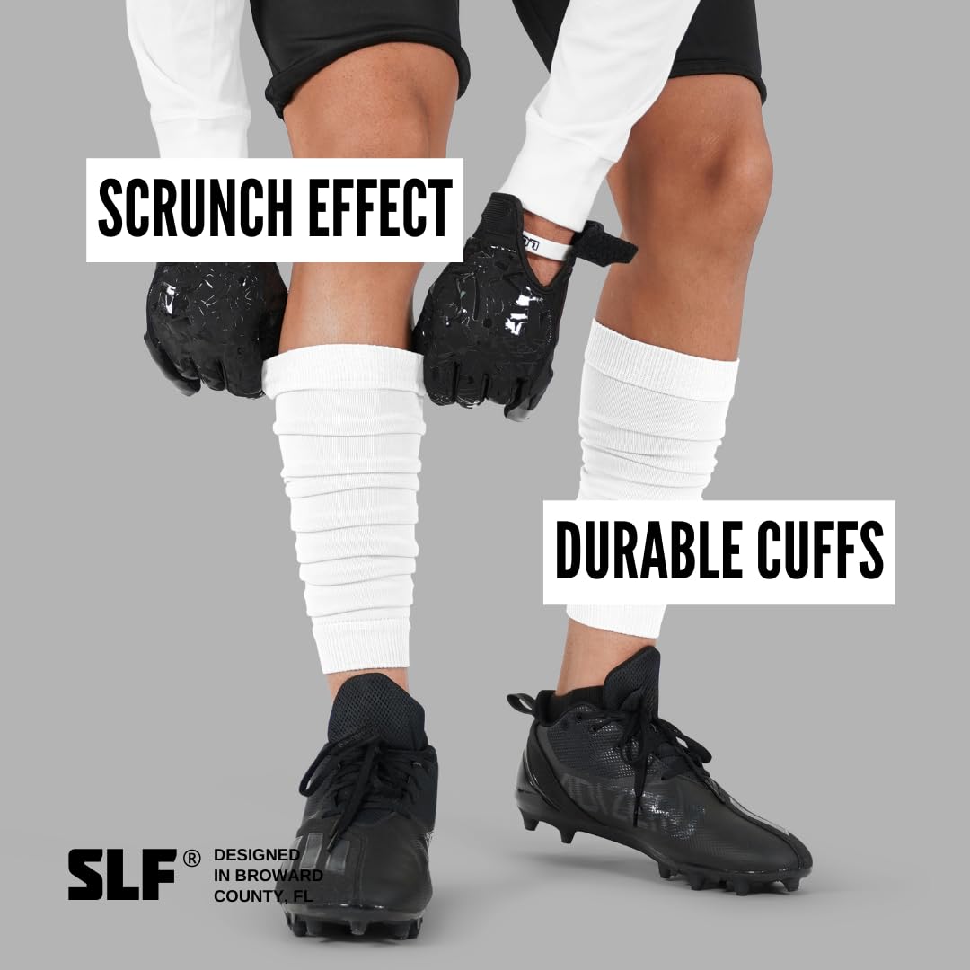 SLEEFS Football Leg Sleeves [1 Pair - Adult - White] - For Adult & Youth - Calf Compression Sleeves for Men and Boys