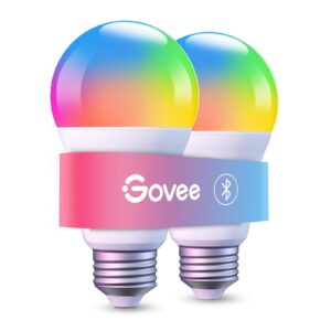 govee smart led bulbs, bluetooth light bulbs, rgbww color changing light bulbs with app control, a19, e26, music sync and 8 scene mode for living room bedroom party, 2 pack(not support wifi/alexa)
