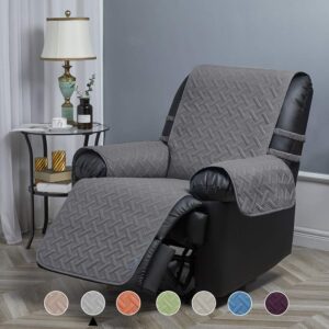 stonecrest recliner chair cover water resistant, reversible washable cover, stay in place (dark grey/grey, recliner 23" regular)
