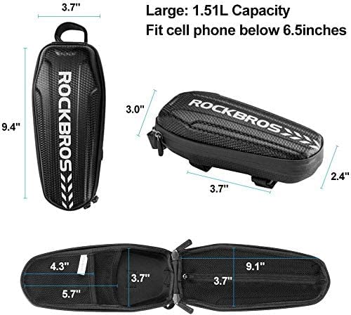 ROCKBROS Top Tube Bike Bag Bike Front Frame Bag EVA Bicycle Bag Bike Accessories Pouch Storage Pack Water Resistant Bike Phone Bag Below 6.2"/6.5" for Mountain Road Bike