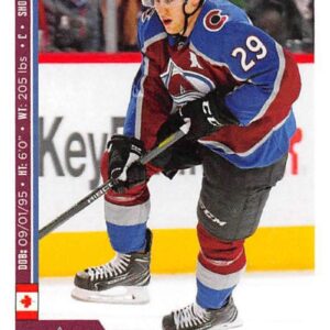 2018-19 Panini NHL Stickers Collection #344 Nathan MacKinnon Colorado Avalanche Official Hockey Sticker (smaller than a regular card)