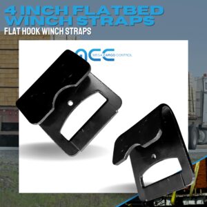 4" x 30' Heavy Duty Winch Straps w/Flat Hook - Pack of 10 | Black Tie Downs for Flat Bed, Truck, Farm, Utility Trailers (5400 LBS WLL)